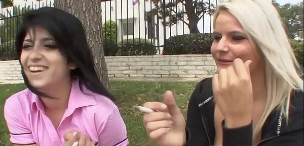  Busty lesbian teenager gets finger banged